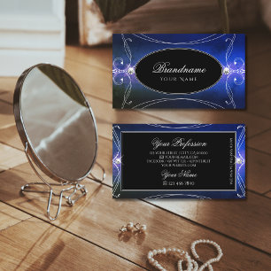 Black Blue Green Ornate Sparkle Diamonds Ornaments Business Card