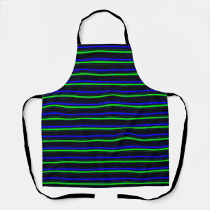 Black Blue Green Stripes Apron