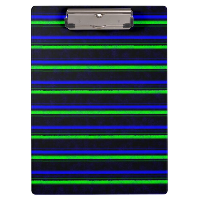 Black Blue Green Stripes Clipboard (Front)