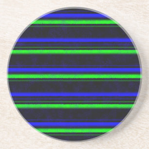 Black Blue Green Stripes Coaster
