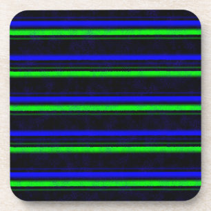 Black Blue Green Stripes Coaster