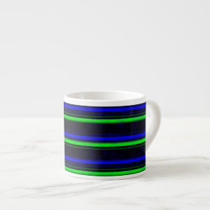 Black Blue Green Stripes Espresso Cup