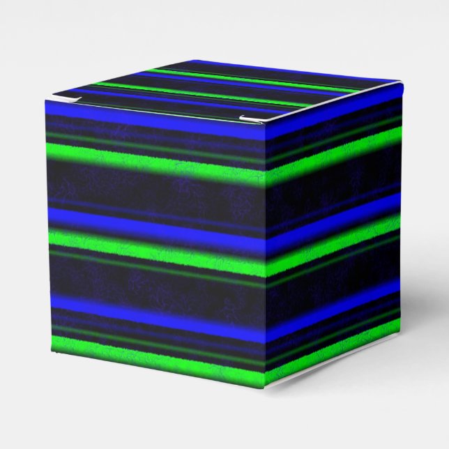 Black Blue Green Stripes Favour Box (Front Side)