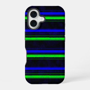 Black Blue Green Stripes iPhone 16 Case