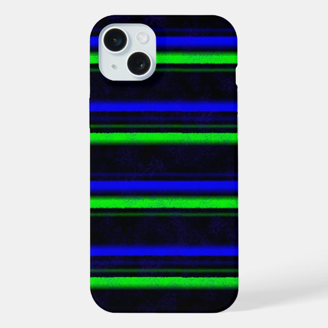 Black Blue Green Stripes iPhone Case (Back)