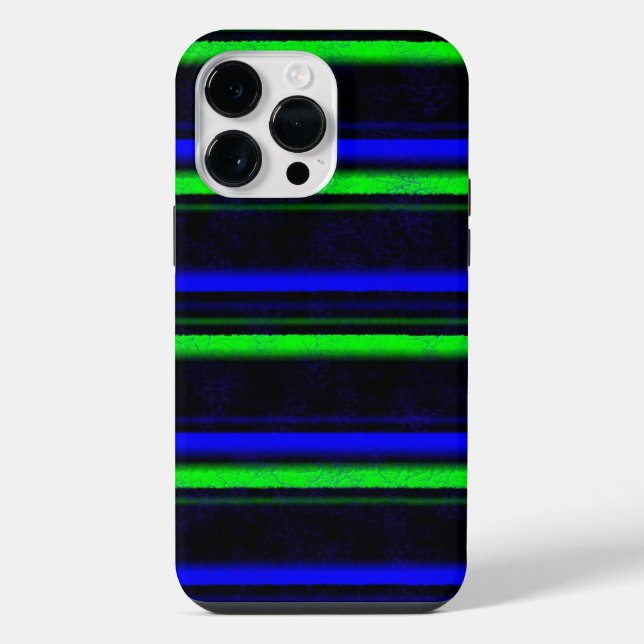 Black Blue Green Stripes iPhone Case (Back)