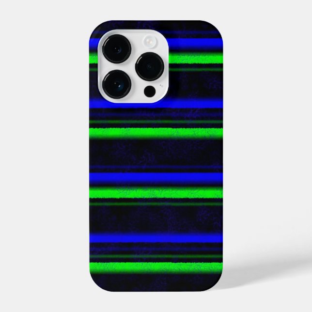 Black Blue Green Stripes iPhone Case (Back)
