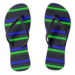 Black Blue Green Stripes Jandals