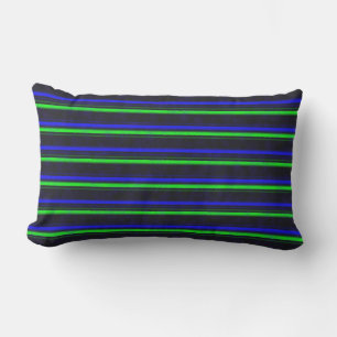 Black Blue Green Stripes Lumbar Cushion