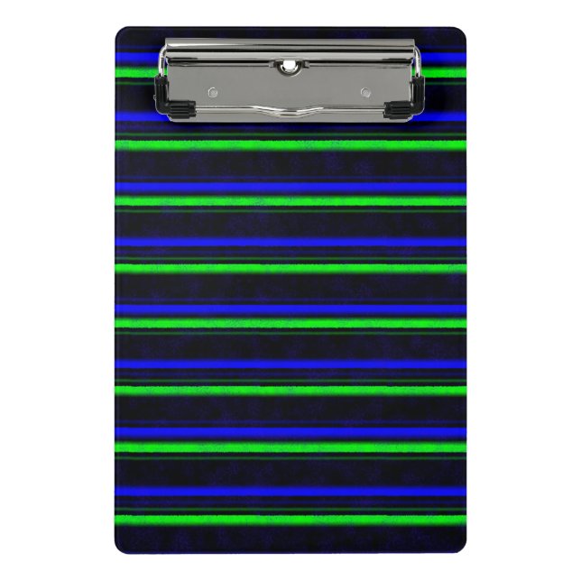 Black Blue Green Stripes Mini Clipboard (Front)