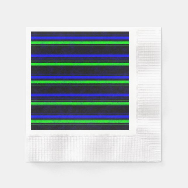 Black Blue Green Stripes Napkin (Front)