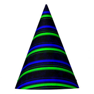 Black Blue Green Stripes Party Hat