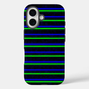 Black blue green strips iPhone 16 case