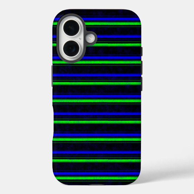 Black blue green strips Case-Mate iPhone case (Back)