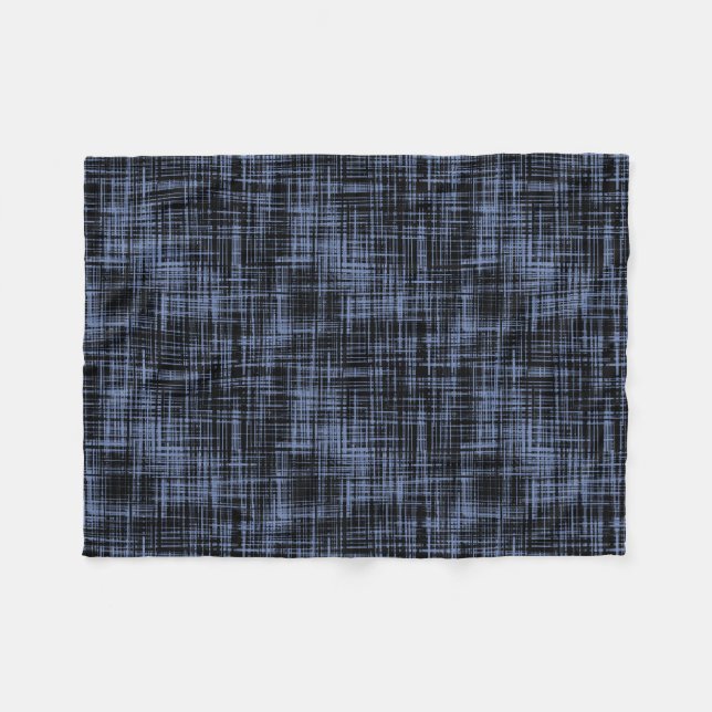 Black Blue Grey Abstract Stripe Pattern Fleece Blanket (Front (Horizontal))