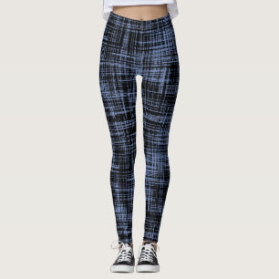 Black Blue Grey Abstract Stripe Pattern Leggings