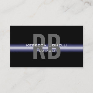 Black Blue Grey Monogram Manager Business Card