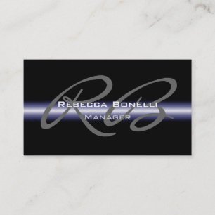 Black Blue Grey Monogram Manager Business Card