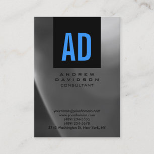 Black Blue Grey Pattern Monogram Business Card
