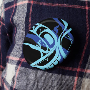 Black Blue Haida Eagle Thunder Bird Native Art 6 Cm Round Badge