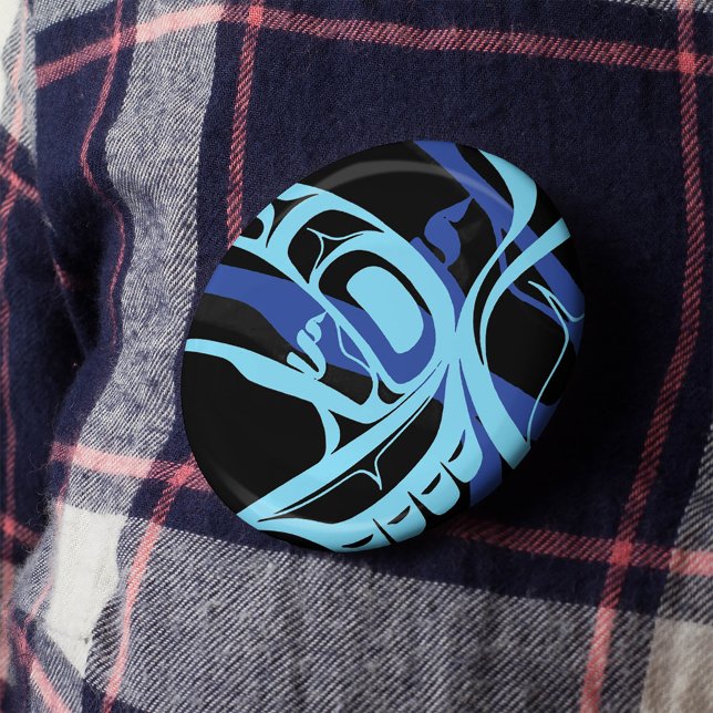 Black Blue Haida Eagle Thunder Bird Native Art 6 Cm Round Badge (Creator Uploaded)