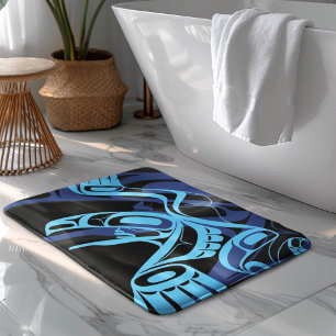 Black Blue Haida Eagle Thunder Bird Native Art Bath Mat