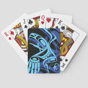 Black Blue Haida Eagle Thunder Bird Native Art Playing Cards