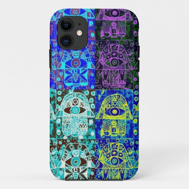 Black & Blue Hamsa Case-Mate iPhone Case (Back)