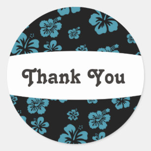 Black & Blue Hibiscus Flower Floral Party Sticker