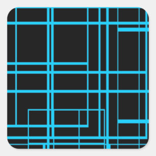 Black & Blue Laser Design Square Sticker