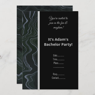 BLACK BLUE MARBLE  PATTERN BACHELOR PARTY INVITE