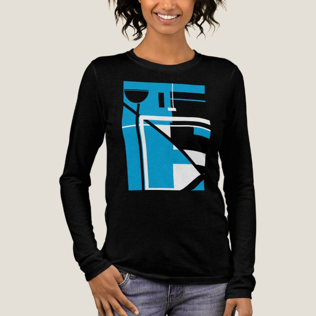 Black Blue MCM-inspired Geometric Shapes Abstract Tri-Blend Shirt (Front)