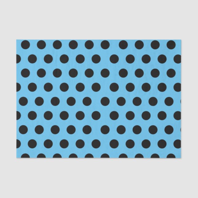 Black & Blue Medium Sized Polka Dot Tissue Paper (Front)