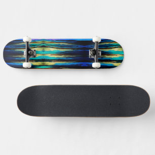 Black & Blue Melted Stripe Skateboard