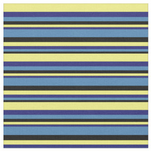 Black, Blue, Midnight Blue, and Yellow Lines Fabric
