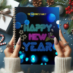 Black & Blue Midnight Sparkle Neon Glow New Year  Planner
