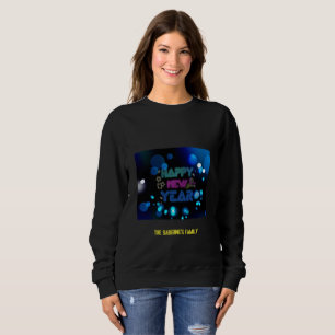 Black & Blue Midnight Sparkle Neon Glow New Year Sweatshirt