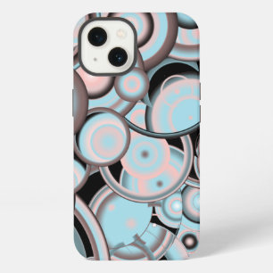 Black Blue Mocha Pink Gradient Concentric Circle iPhone 13 Case