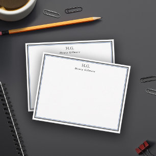 Black Blue Monogrammed Card