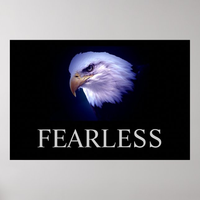 Black & Blue Motivational Fearless Eagle Poster (Front)