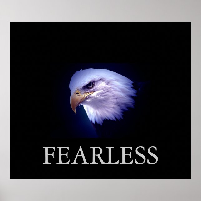 Black & Blue Motivational Fearless Eagle Poster (Front)