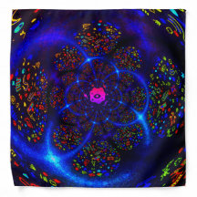 Black Blue Neon Cosmic Fractal Art