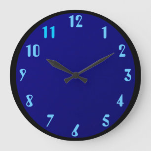 Black Blue on Blue Large Clock