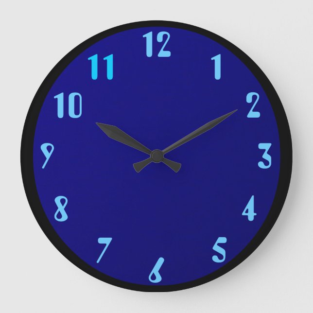 Black Blue on Blue Large Clock (Front)