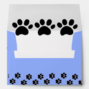 Black/Blue Paw Print - Envelope