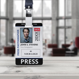Black Blue Photo & Larger Logo Press ID ID Badge