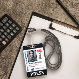 Black Blue Photo & Logo Press ID ID Badge