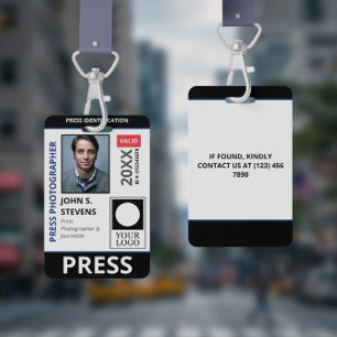 Black Blue Photo & Taller Logo Press ID ID Badge