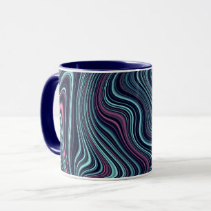 Black Blue Pink Wavy Marbling Agate Abstraction Mug
