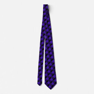Black Blue Plaid Check Neck Tie